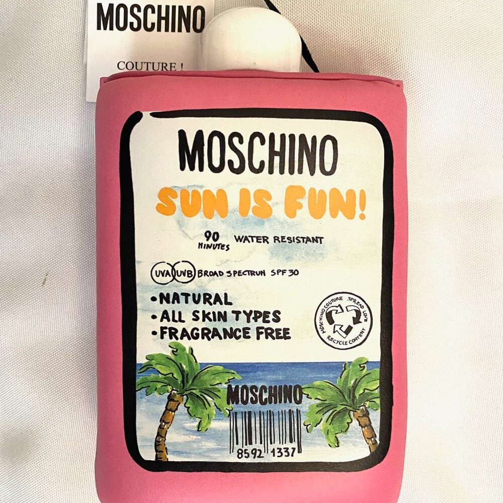 SS22 MOSCHINO Tropical Tan Clutch Pink Padded Nappa Leather Sunscreen 30SPF - Picture 9 of 16